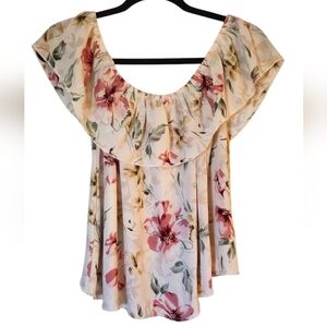 Hollister Floral Cream Women's Blouse Shirt Top, Gardencore Size Small